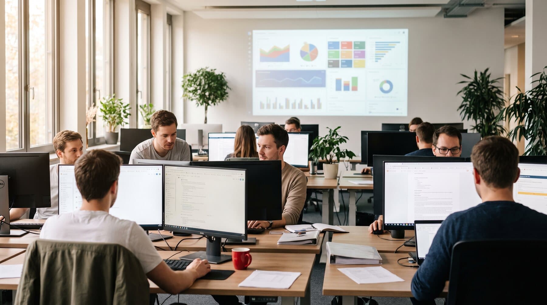 Team an digitalen Arbeitsplätzen